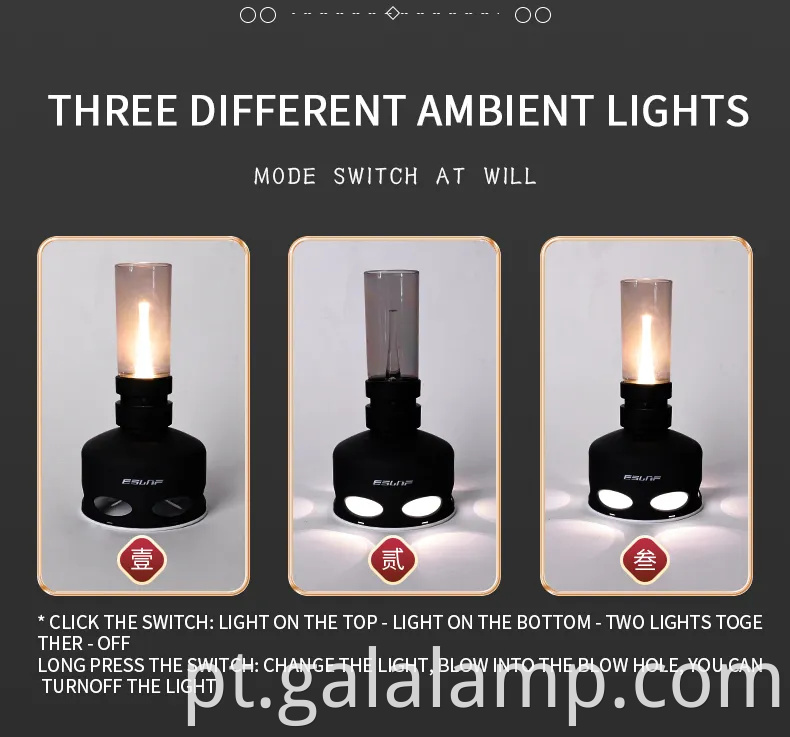 Lâmpada de querosene LED sem chama de USB moderna para decoração interna